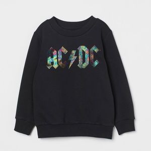 H&M AC/DC Black & Shimmery Sweatshirt with a soft, brushed inside